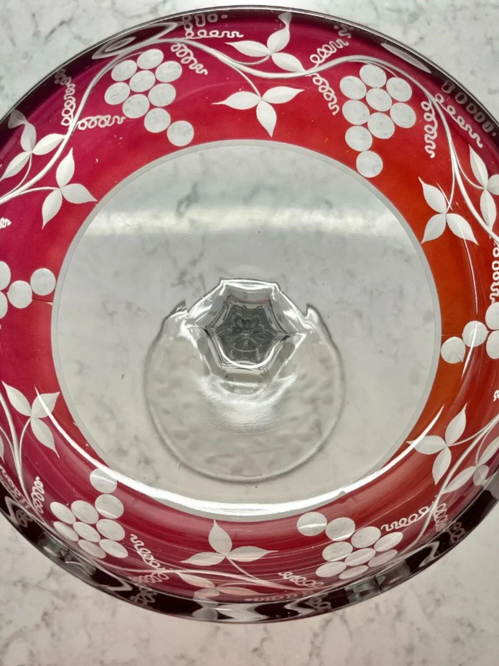 Vintage Cranberry Red and Clear Crystal Compote